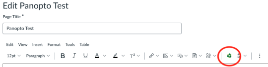 Panopto button in Canvas rich content editor button list